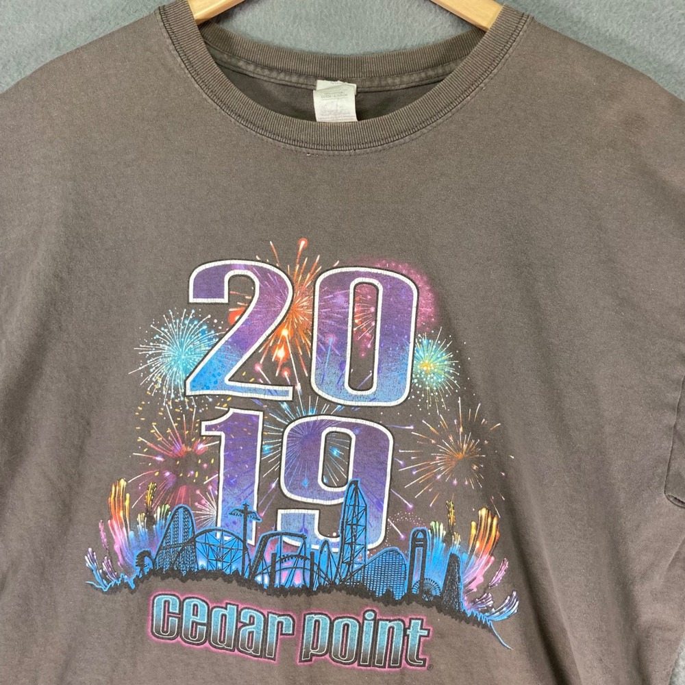 Gildan Cedar Point T Shirt Mens XL Brown 2019 Theme Park Graphic Tee
